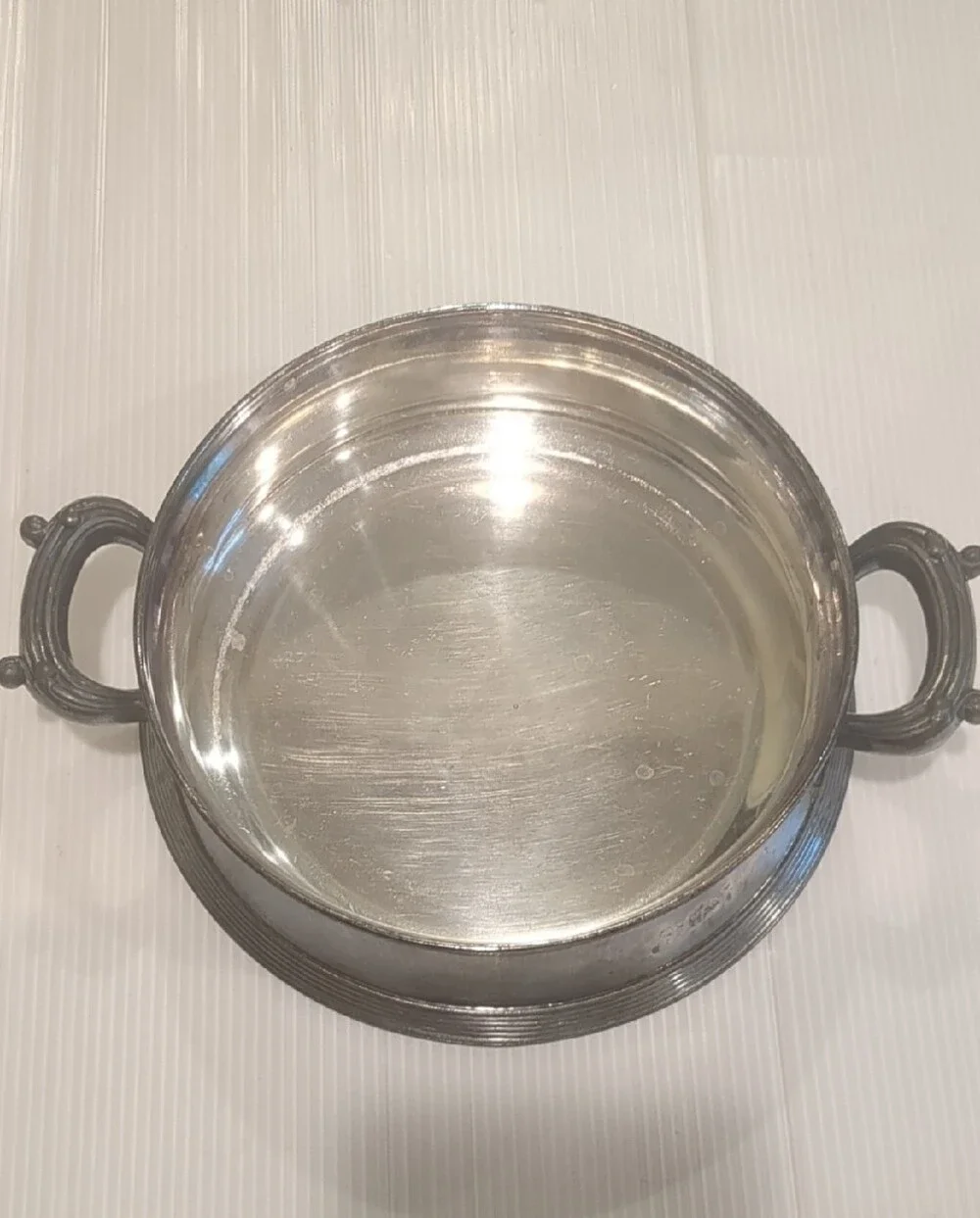Antique Silver Double-Handled Serving Bowl